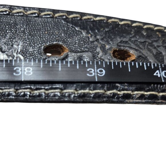 Vintage Tooled Leather Belt Eagle Rabbit Design Size 42 Embossed Western Wear - Picture 10 of 16